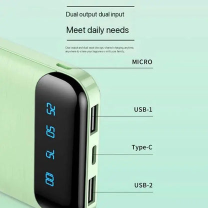 Portable 18W Power Bank 20000mAh – High Capacity with LED Display & Fast Charging Support (Random color)