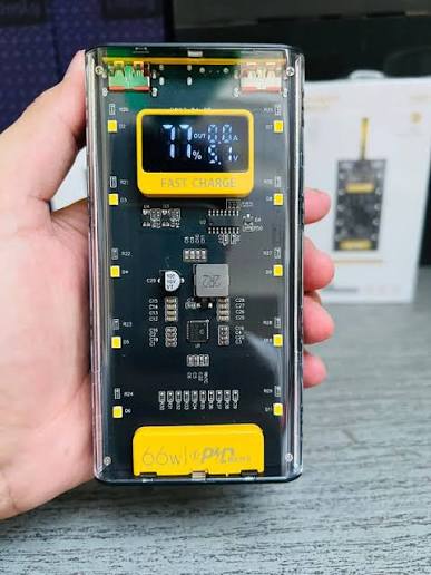 66W Super Fast Charging Transparent Power Bank 20000 MAH with Digital Display